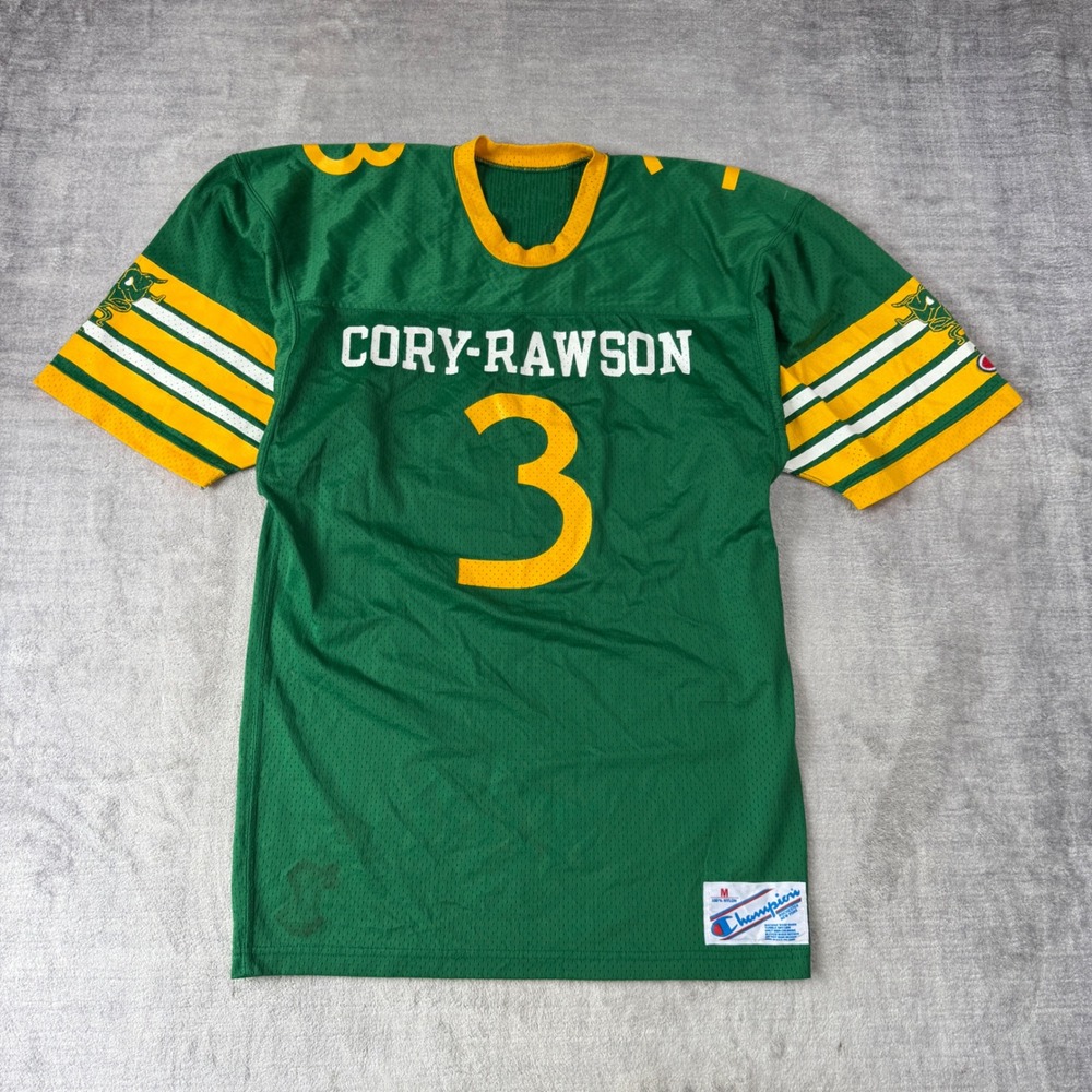 Champion Football Jersey Mens Medium Green Vintage 80s Cory Rawson #3 Hornets